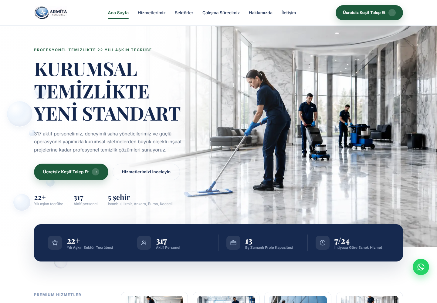 Armita Kurumsal web sitesinin masaüstü tasarımı