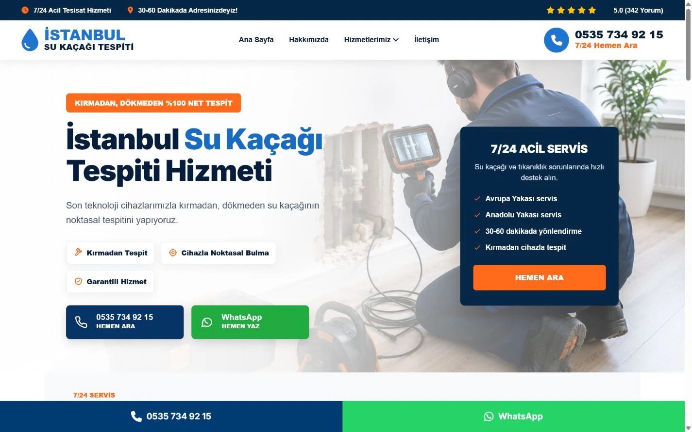 İstanbul Su Kaçağı Tespiti web sitesi tasarımı