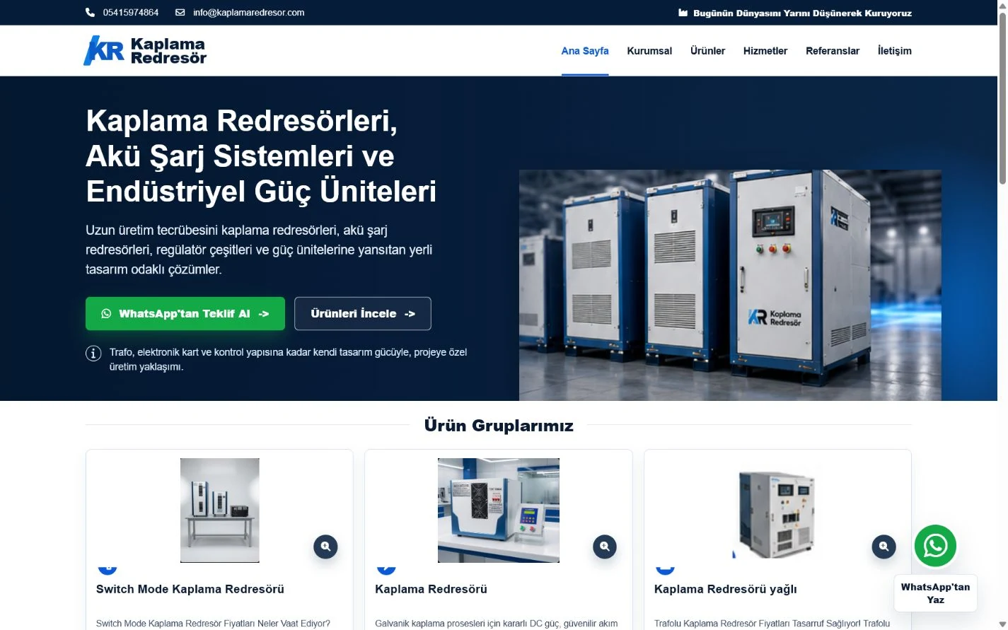 Kaplama Redresör web sitesi tasarımı