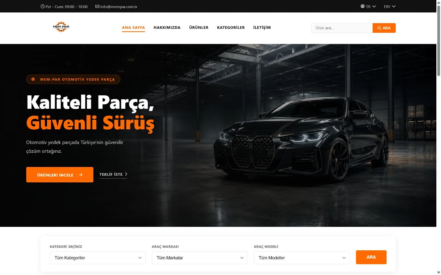 MEM-PAR kurumsal web sitesi tasarımı