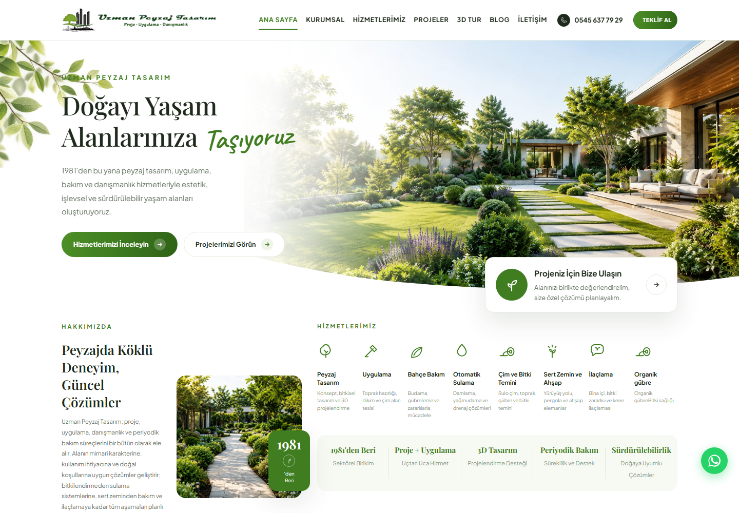 Uzman Peyzaj Tasarım web sitesi tasarımı